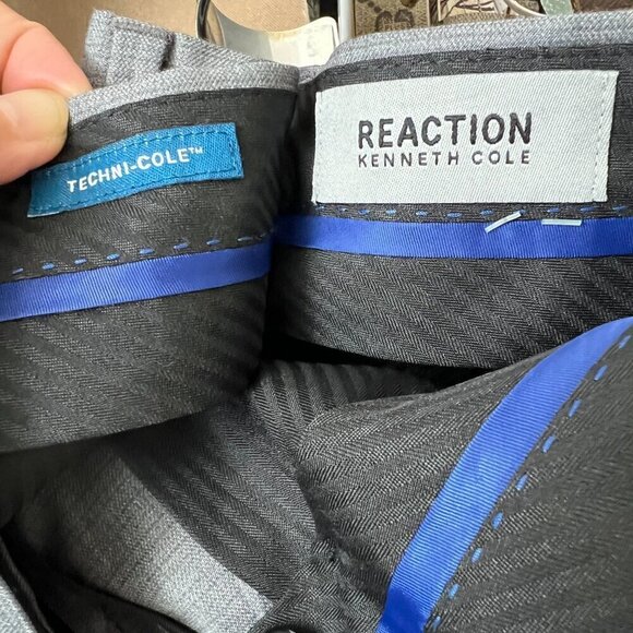 Kenneth Cole Reaction Men's Slim-Fit Techni-Cole Canvas 31W 38S Pants in Gray - Picture 8 of 9